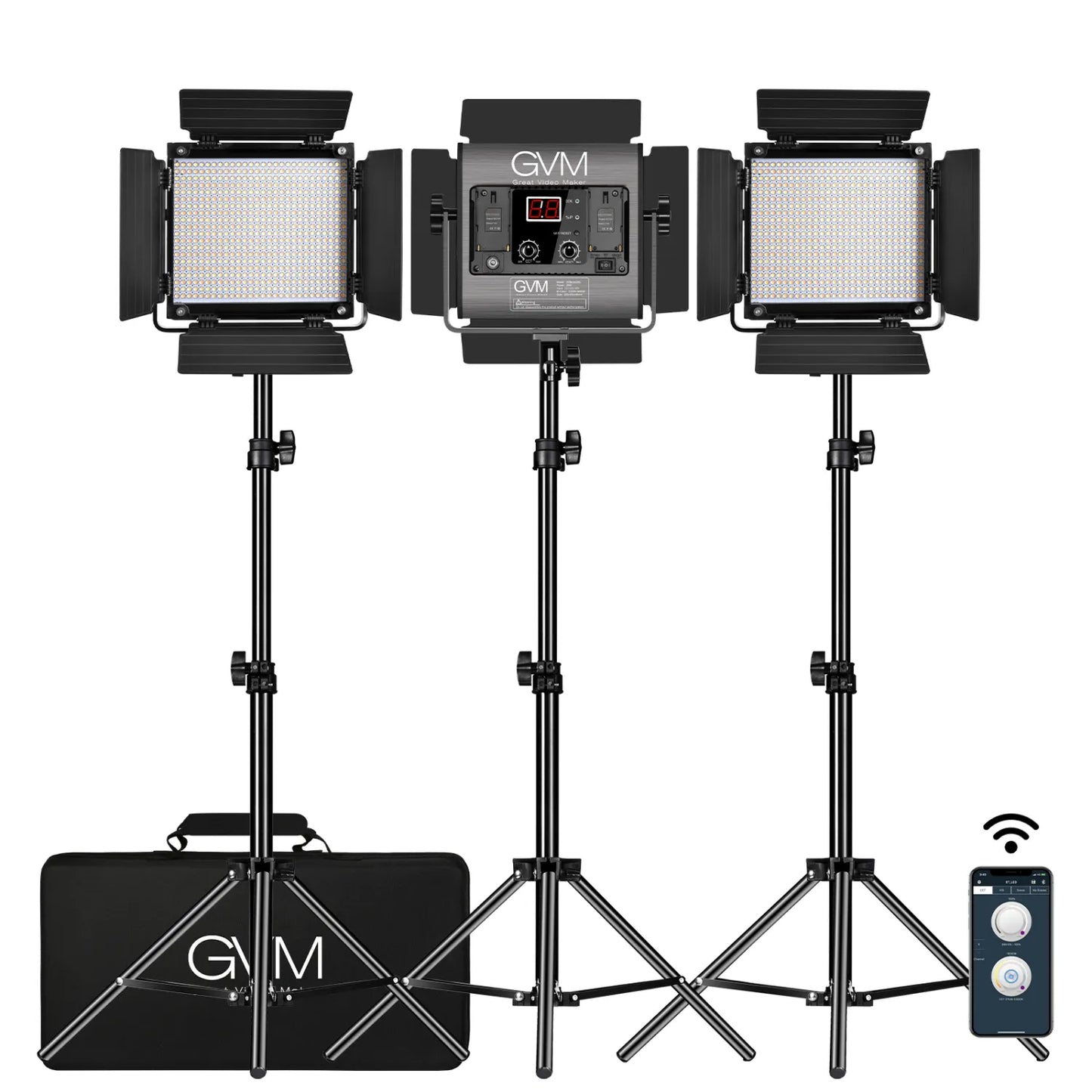 GVM 560AS Set 3x Bicolor 30W Panel LED