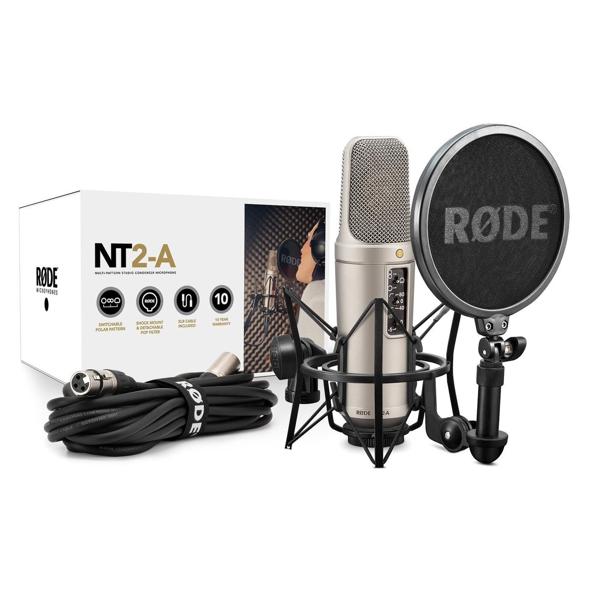 Micrófono de condensador de diafragma grande multipatrón Rode NT2-A