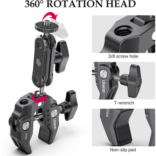Soporte Pinza Abrazadera Tubo Super Clamp Universal Cabezal Bola Ulanzi R094