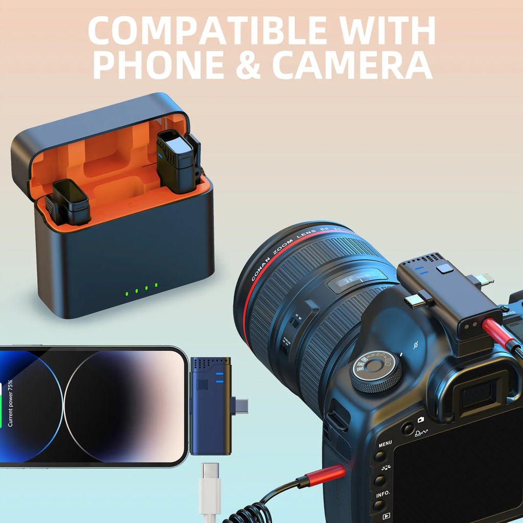 Micrófono Inalámbrico Doble Para Camara Celular Tipo C iPhone MW-16