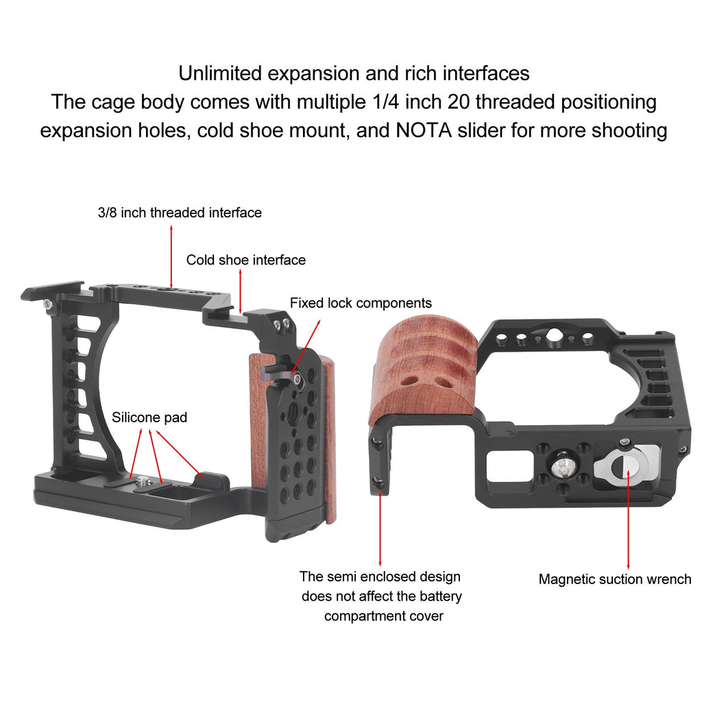 Jaula Metalica Para Camara Sony ZV-E1 Agarre Madera