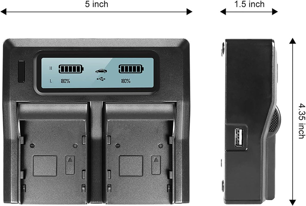 Cargador Dual Carga Rapida Para Bateria NP-FW50 Cámaras Sony A6000- A6500- A6300- A7
