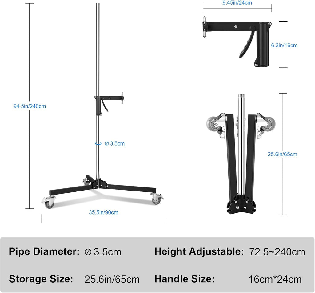 Stand Para Luces Fotografia Con Ruedas Y Soporte Deslizante