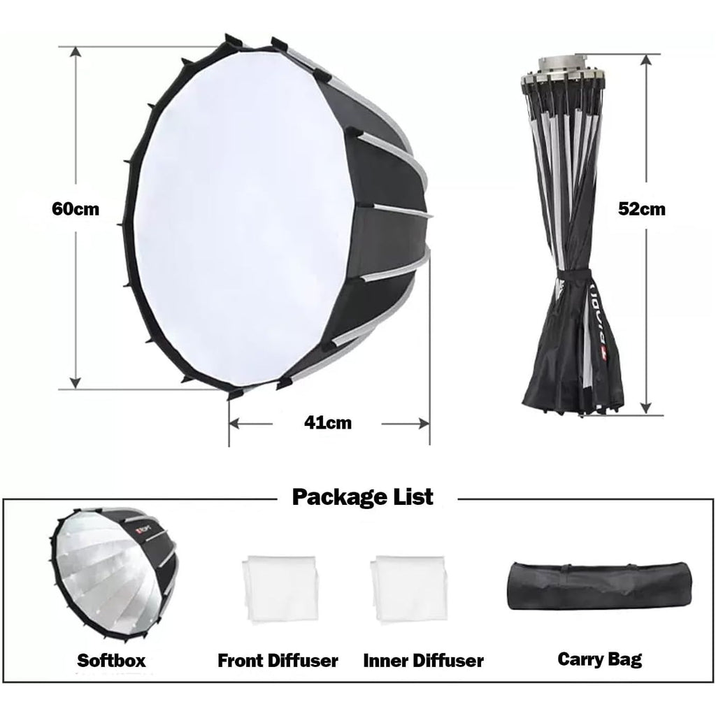 Softbox Dome Light Montura Bowens Con Grid Triopo Kp2-60