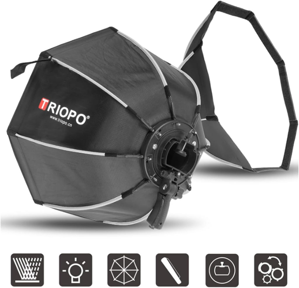 Softbox Octabox Triopo Para Flash 45cm Con Mango Y Grid / Panal