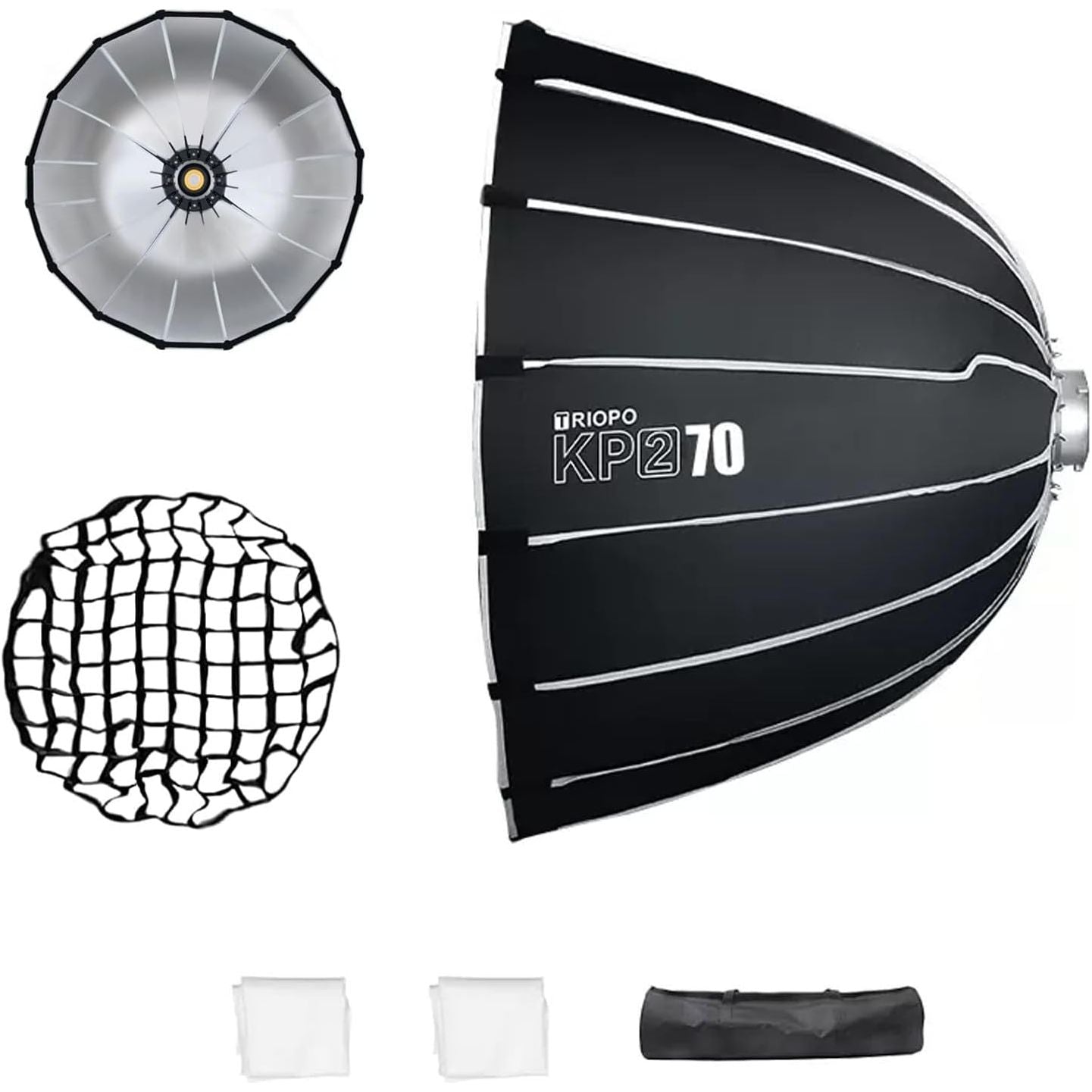 Softbox Dome Light Montura Bowens Con Grid Triopo KP2-70