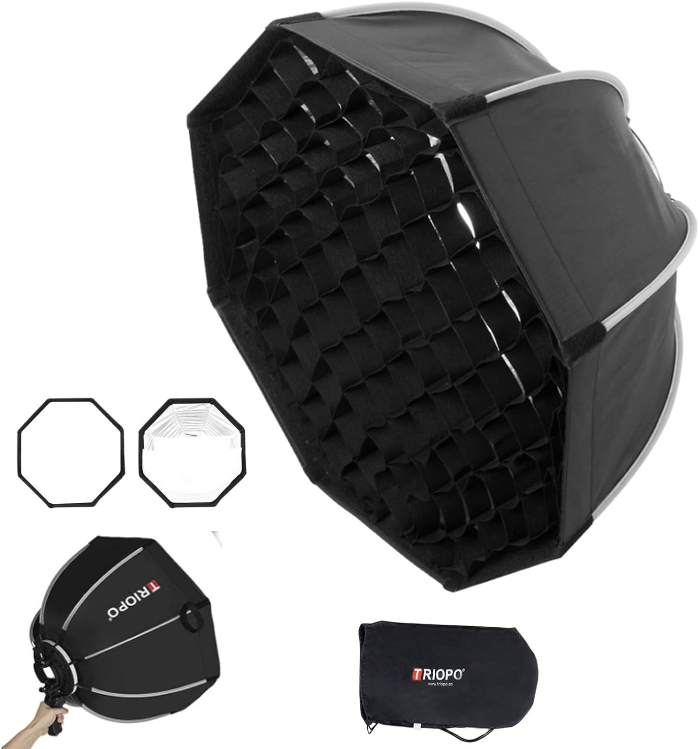 Softbox Octabox Triopo Para Flash 45cm Con Mango Y Grid / Panal