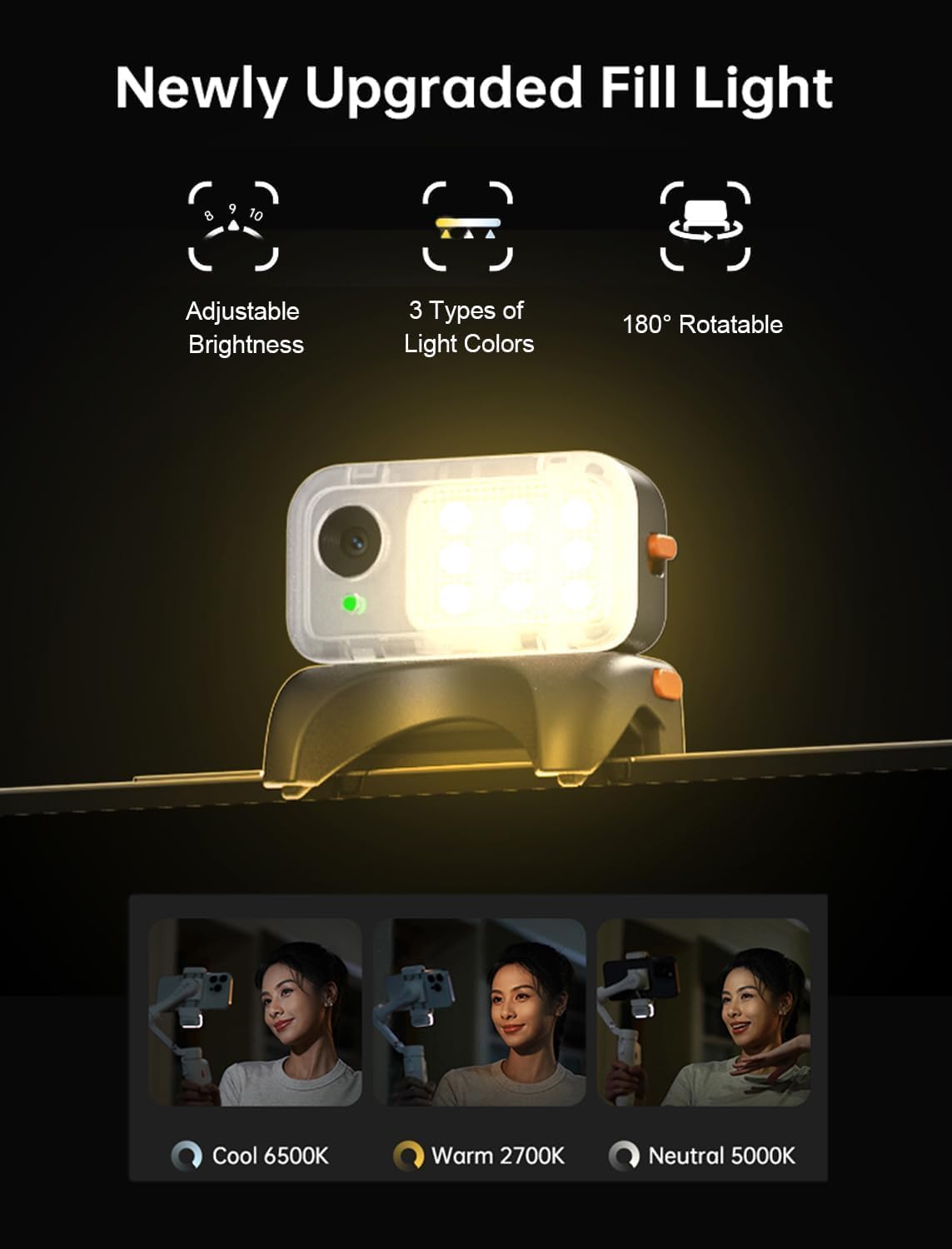 Estabilizador Gimbal Para Smartphone con Rastreador AI - Luz - 3 Ejes Hohem iSteady V3 AI