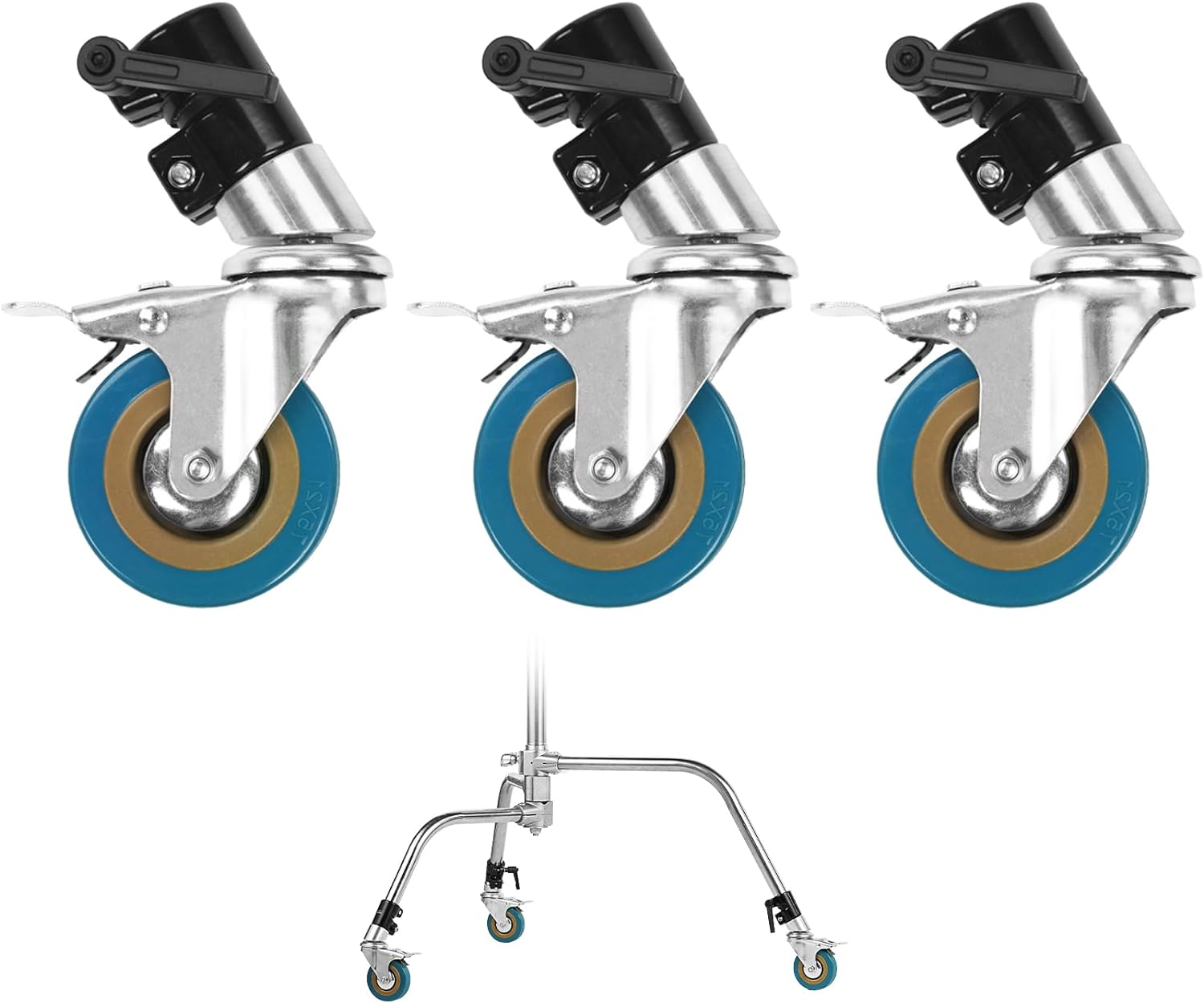 Ruedas Dolly 8cm Para Tripodes C- Stand Con Freno