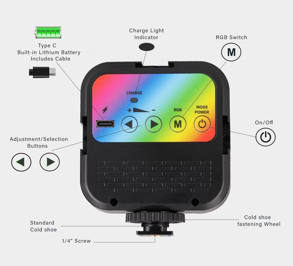 Panel Luz Led Rgb Multicolor Portátil Recargable