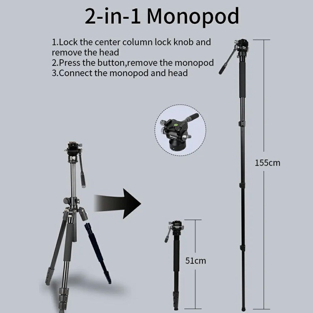 Tripode Y Monopie 2 En 1 Jmary Con Cabeza HG60