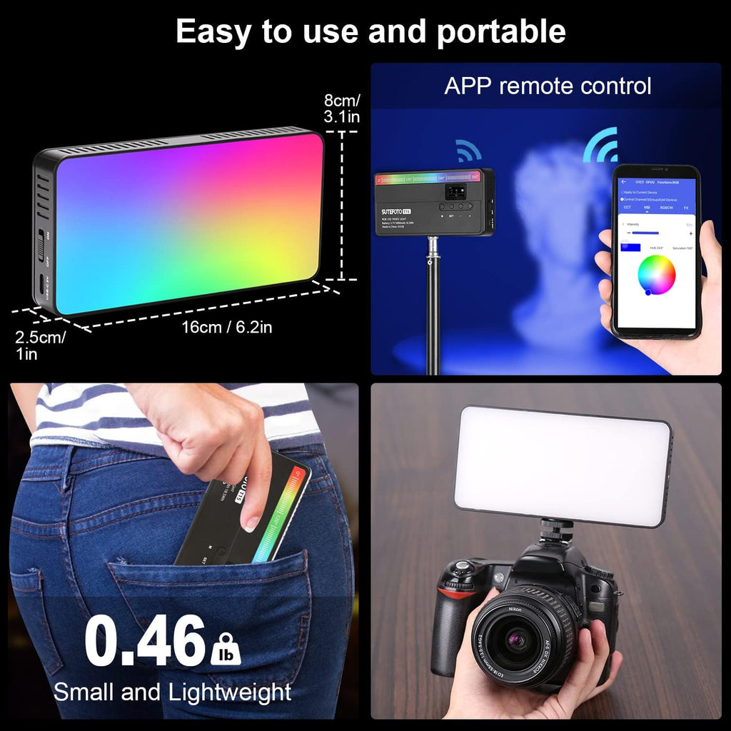 Panel Luz Led Rgb Profesional 15W Portatil Recarganble Sutefoto Para Fotografia Y Video