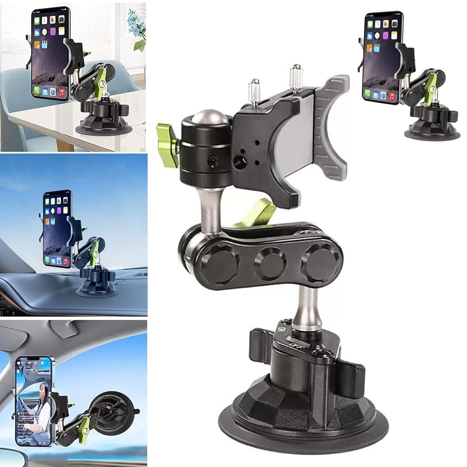 Soporte Celular Chupa Ventosa Ultraresistente Triple Cabeza de Bola
