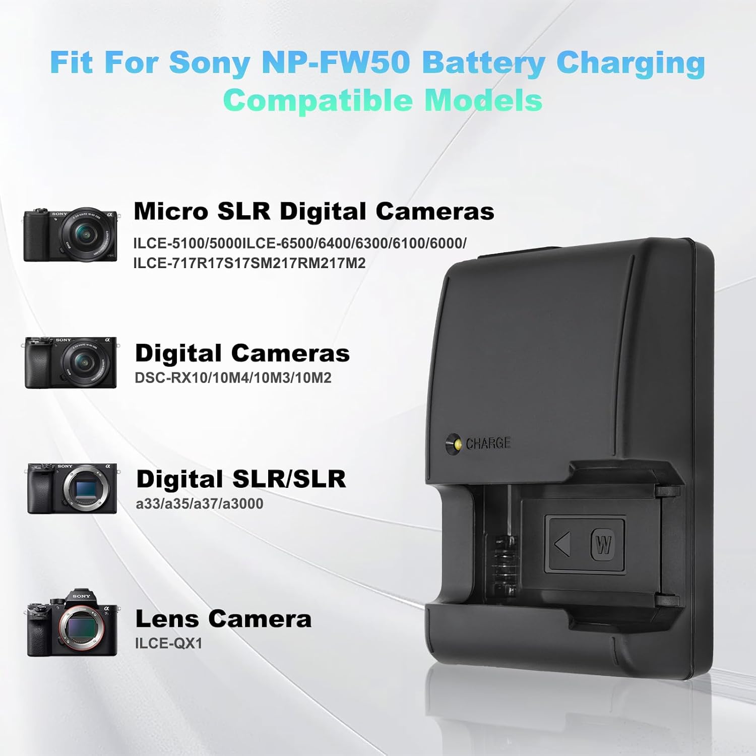 Cargador BC-VW1 Para Sony FW50 A6500 A6300 A6000 A7S A7 A7S II A7S A5100 A5000 A7R A7 II