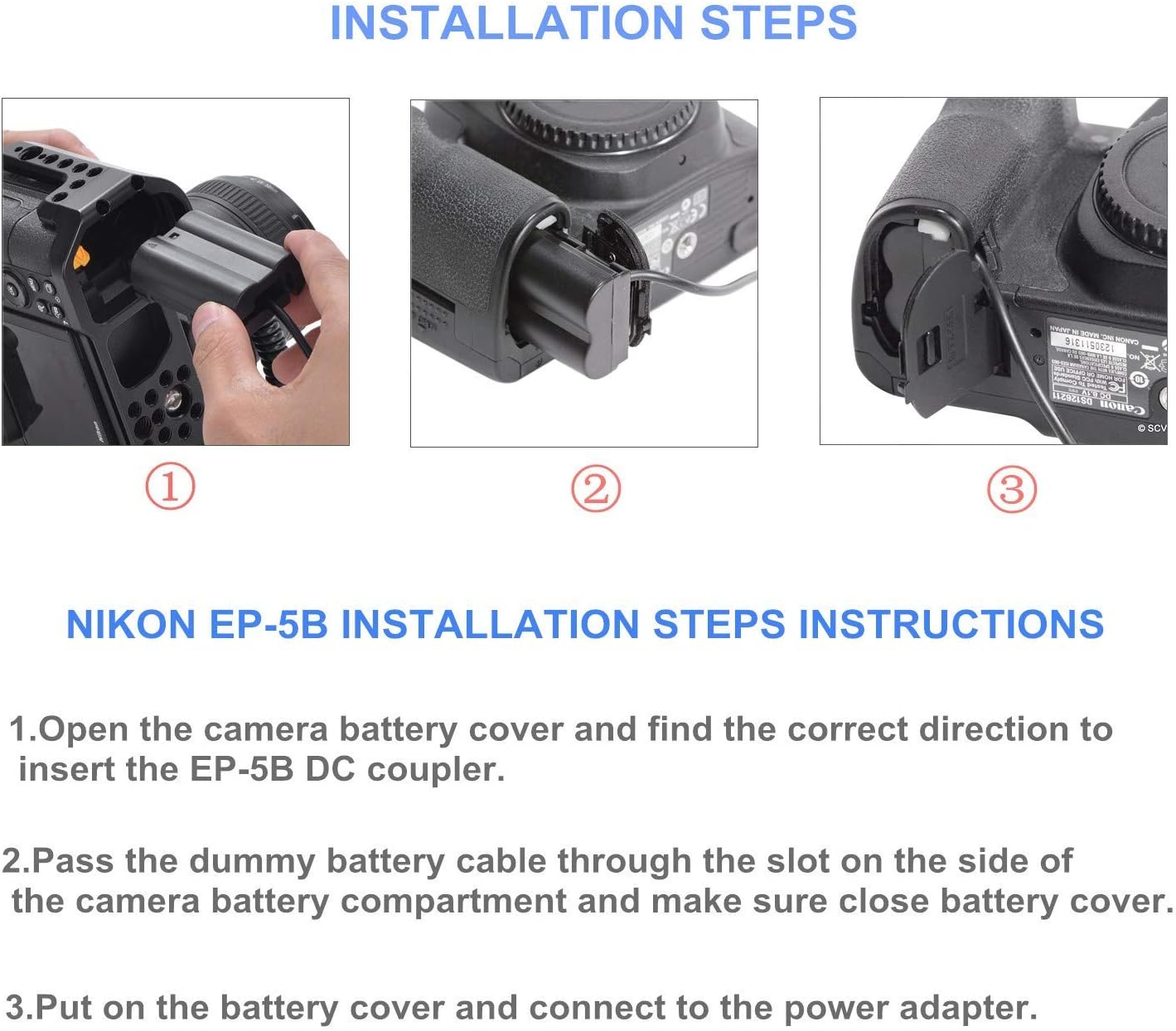 Adaptador Corriente Directa Para Camara Nikon de Bateria EN-EL15 D7000 D7100 D7200 D7500 Z5 Z6 Z6II Z7II Z8 D750 D780 D800 D500 D600 D610 D800E D811E D81 D850