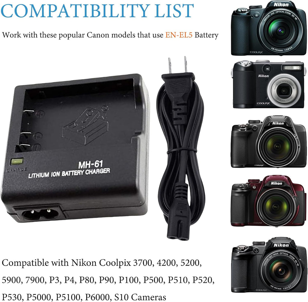Cargador MH-61 Para Nikon EN-EL5 Coolpix P90 P100 P510 P520