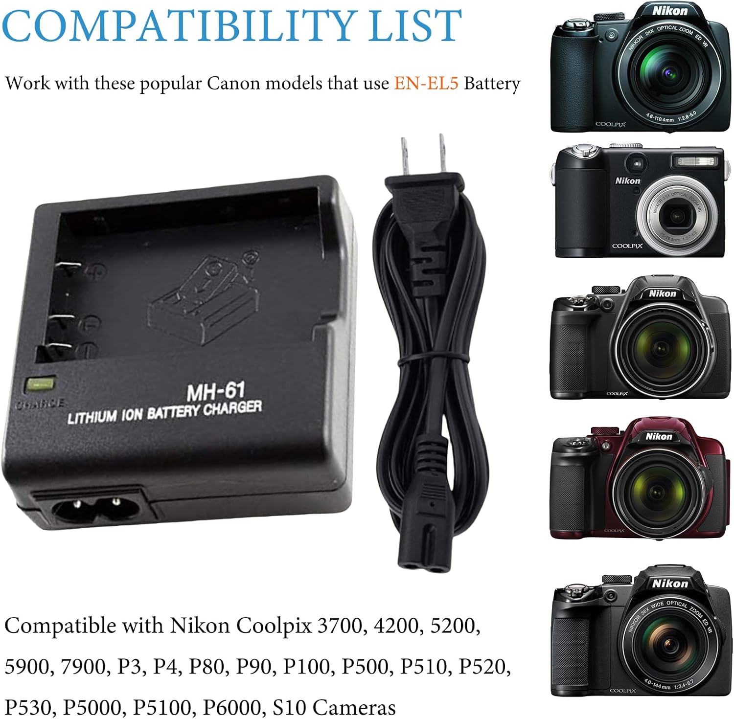 Cargador MH-61 Para Nikon EN-EL5 Coolpix P90 P100 P510 P520