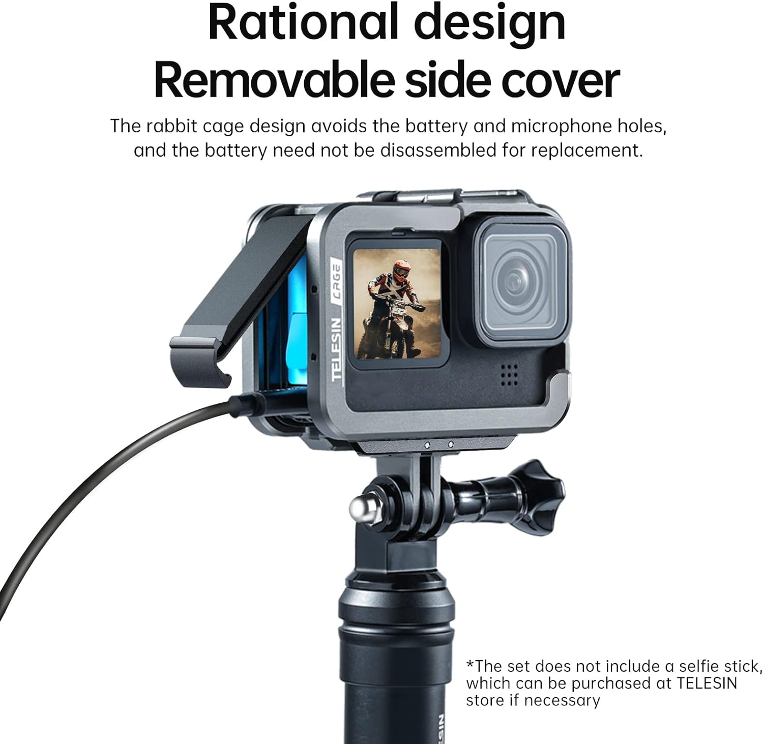 Jaula en Aluminio Para GoPro 12/11/10/9 Telesin Con Marco Vertical