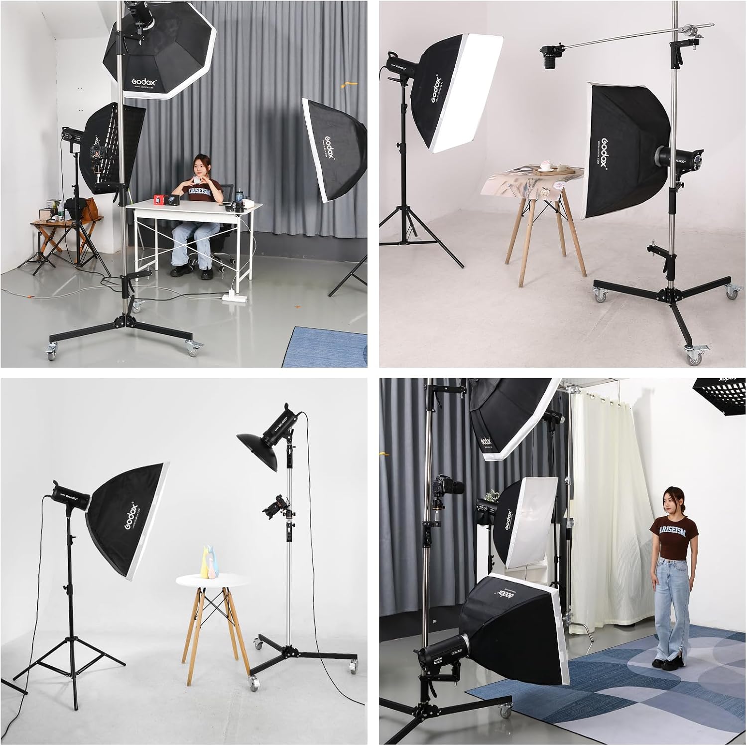 Stand Para Luces Fotografia Con Ruedas Y Soporte Deslizante