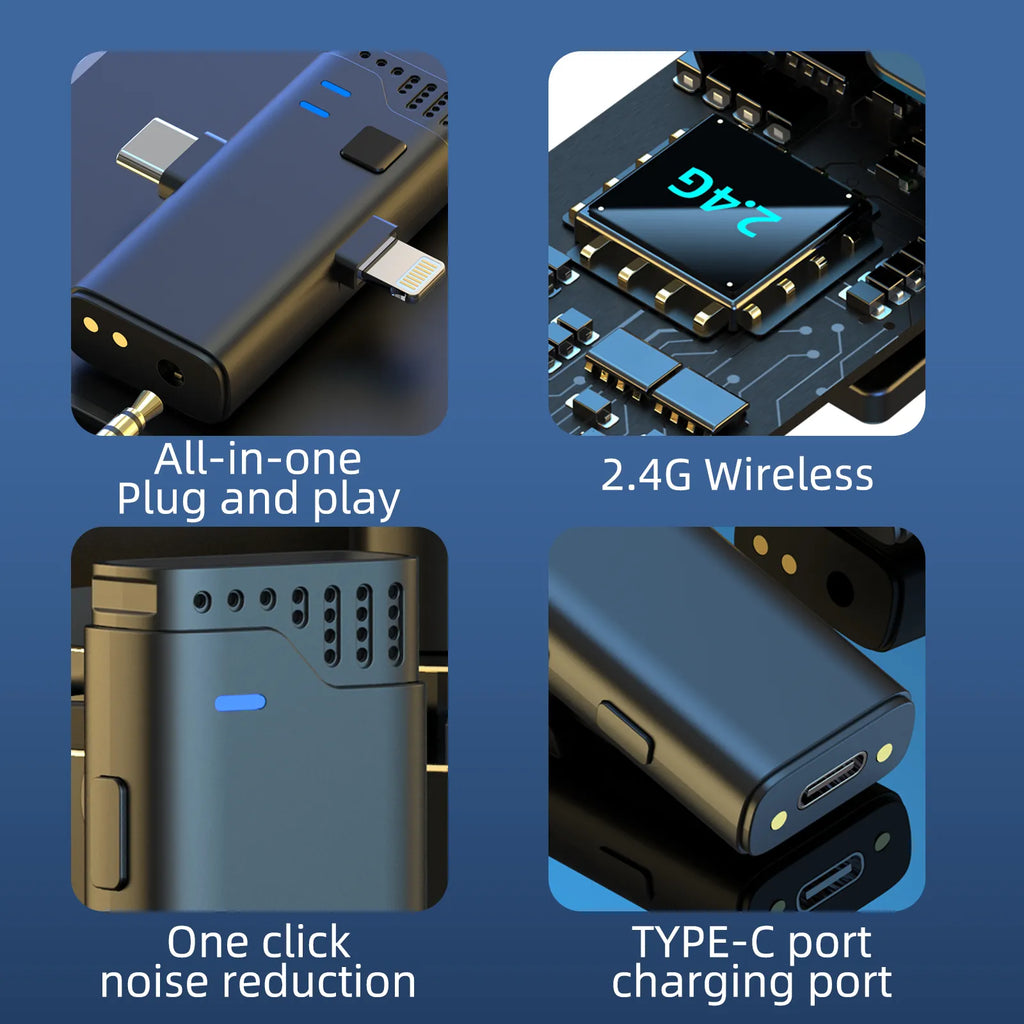 Micrófono Inalámbrico Doble Para Camara Celular Tipo C iPhone MW-16