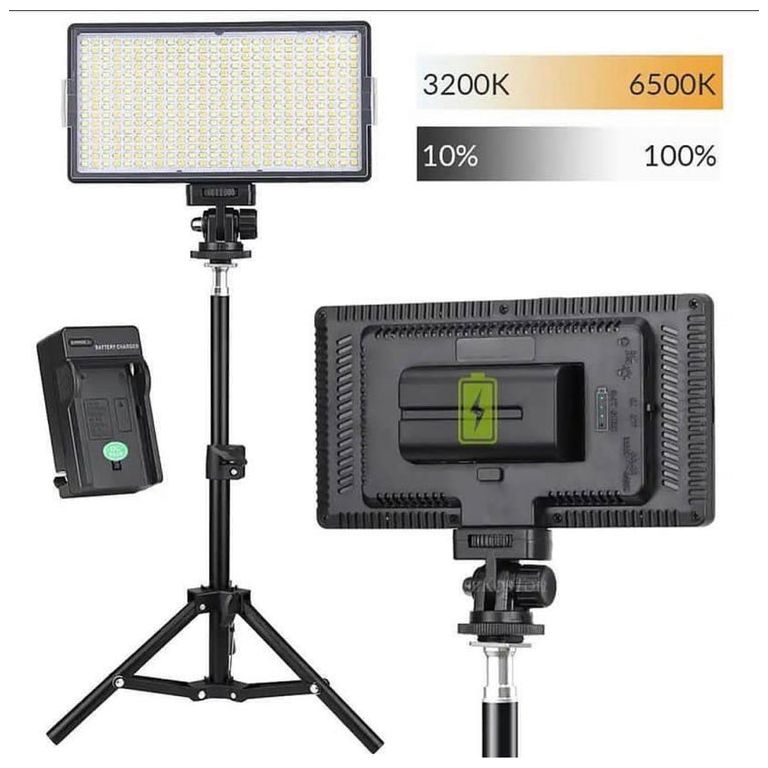 Panel De Luz Led Bicolor 32W Con Batería Y Cargador