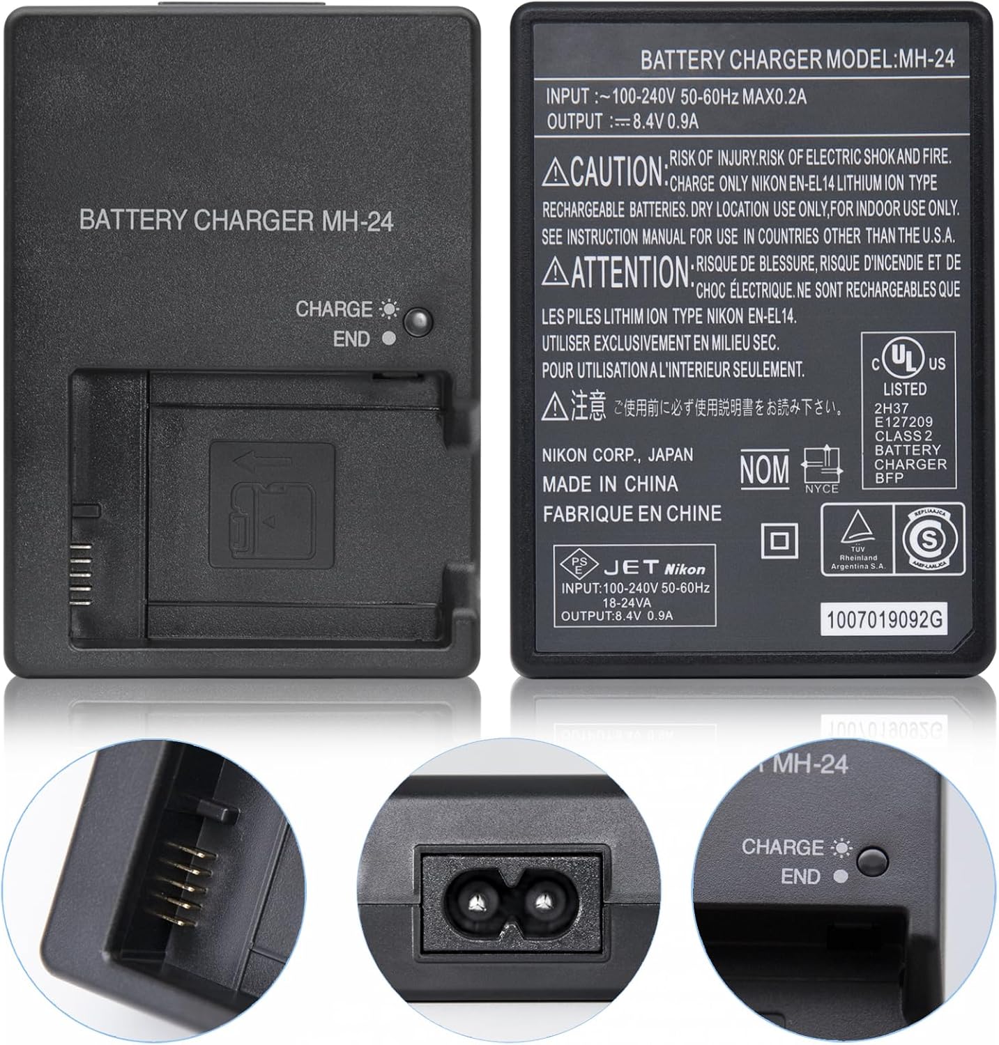 Cargador Mh-24 Para Nikon EN-EL14 D3100- D3200- D3300- D3400- D3500- D5100- D5200- D5300- D5500- D5600