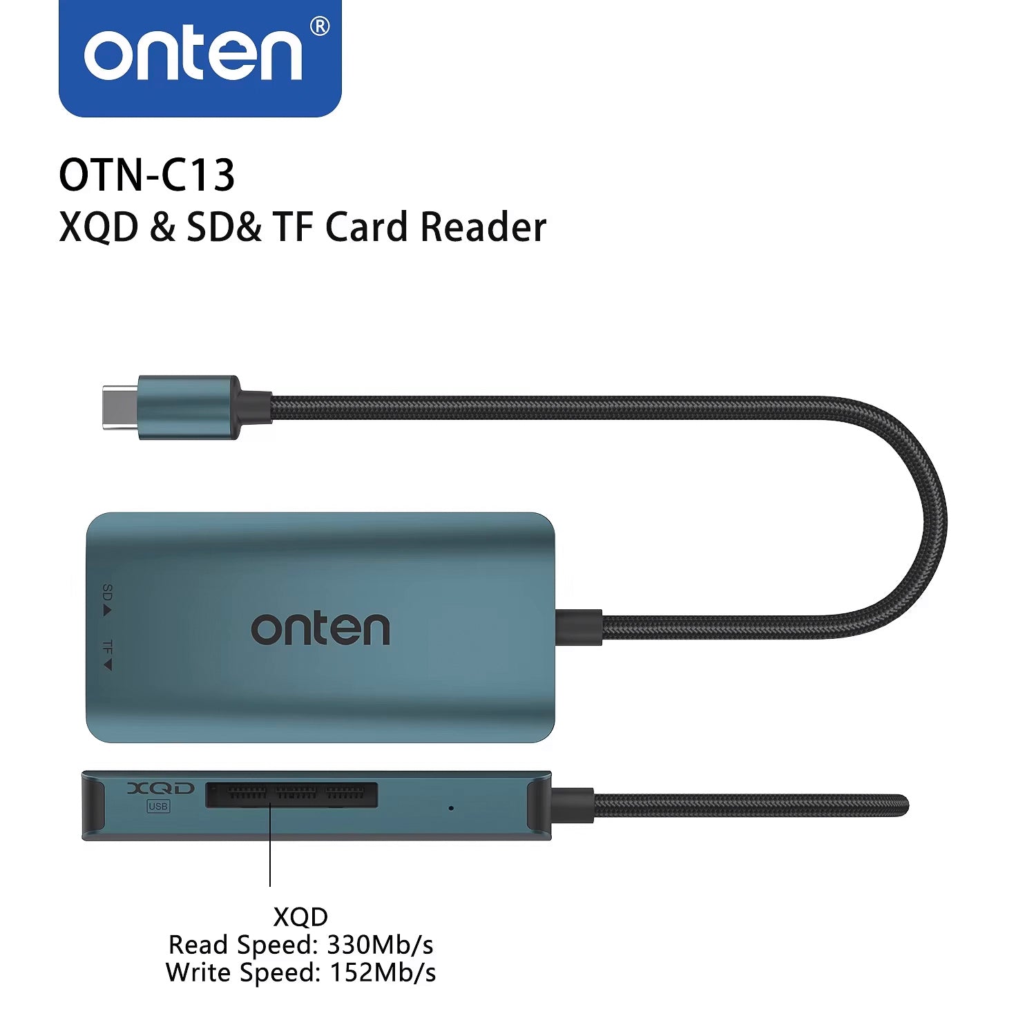 ONTEN-lector de tarjetas tipo C a XQD, SD y TF