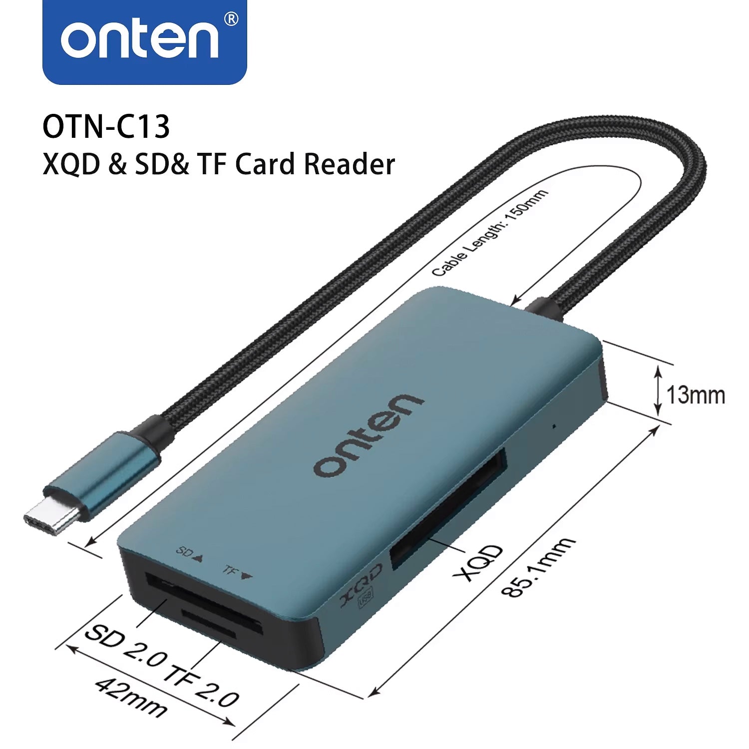 ONTEN-lector de tarjetas tipo C a XQD, SD y TF
