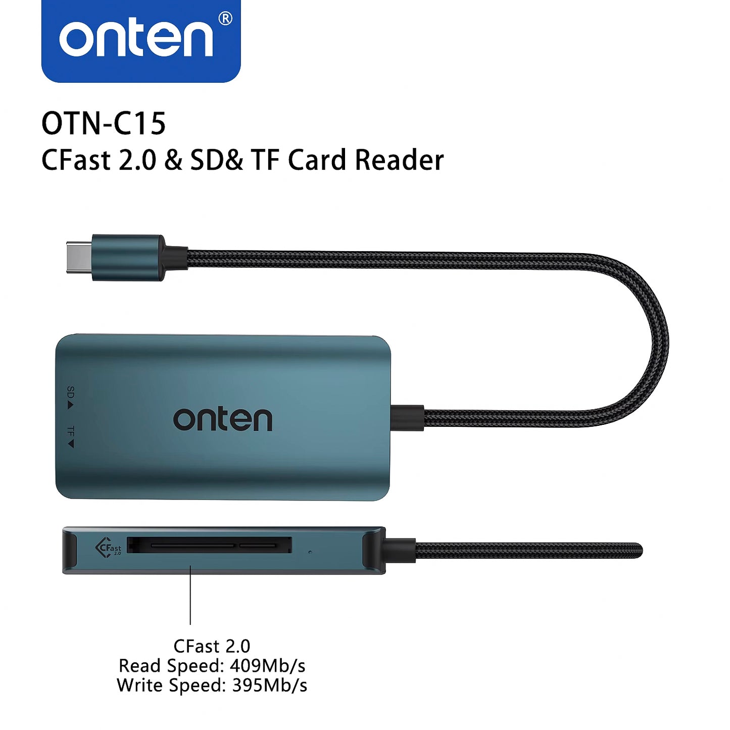 ONTEN-lector de tarjetas tipo C a CFast 2,0, SD, TF