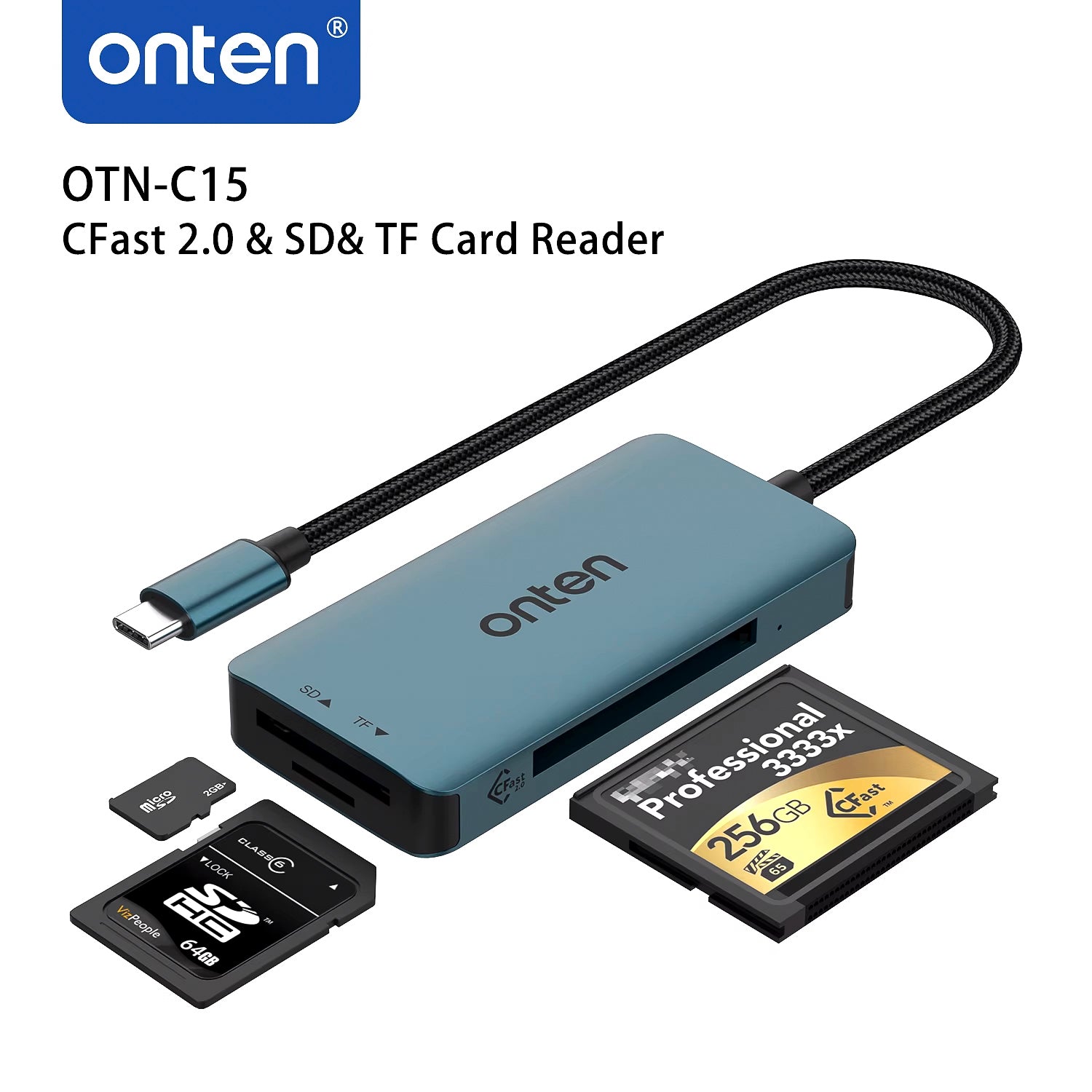ONTEN-lector de tarjetas tipo C a CFast 2,0, SD, TF