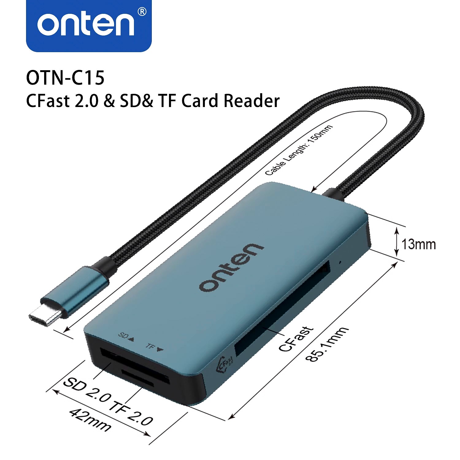 ONTEN-lector de tarjetas tipo C a CFast 2,0, SD, TF