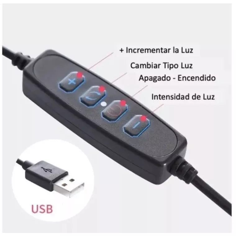 Aro De Luz 26 Cm Profesional + Tripode 2m