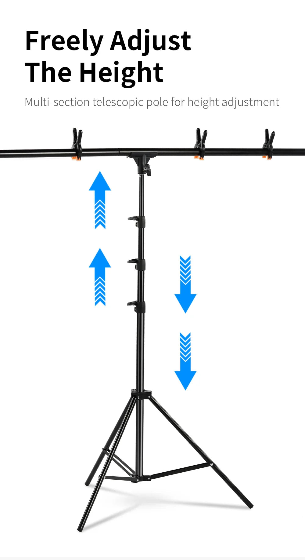 Kit Soporte T Para Montar Fondos Fotografia 150x200cm