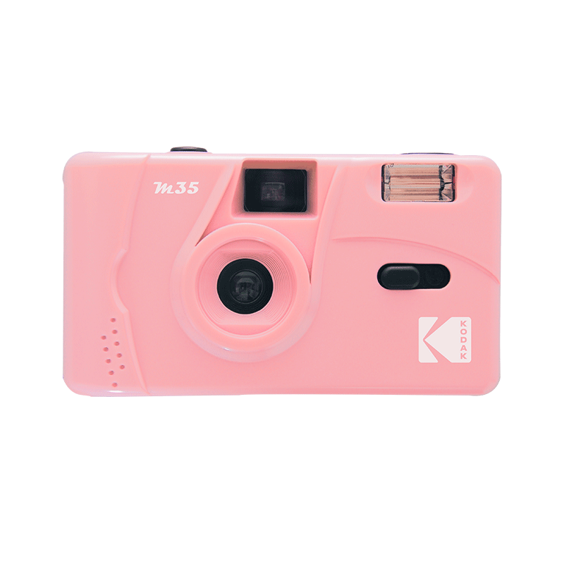 KODAK Film Camera M35 color rosado – Cámara reutilizable 35mm con flash