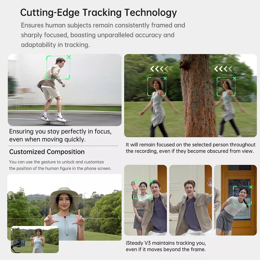 Estabilizador Gimbal Para Smartphone con Rastreador AI - Luz - 3 Ejes Hohem iSteady V3 AI