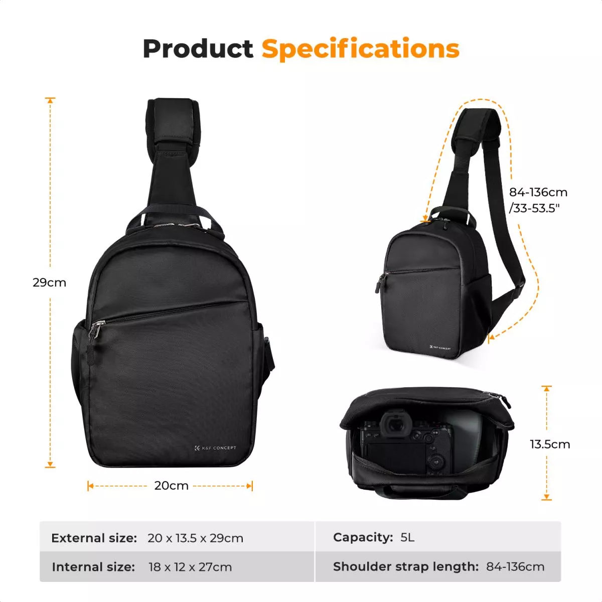 Maleta Bolso K&F Concept 5 L Impermeable Para Fotografía