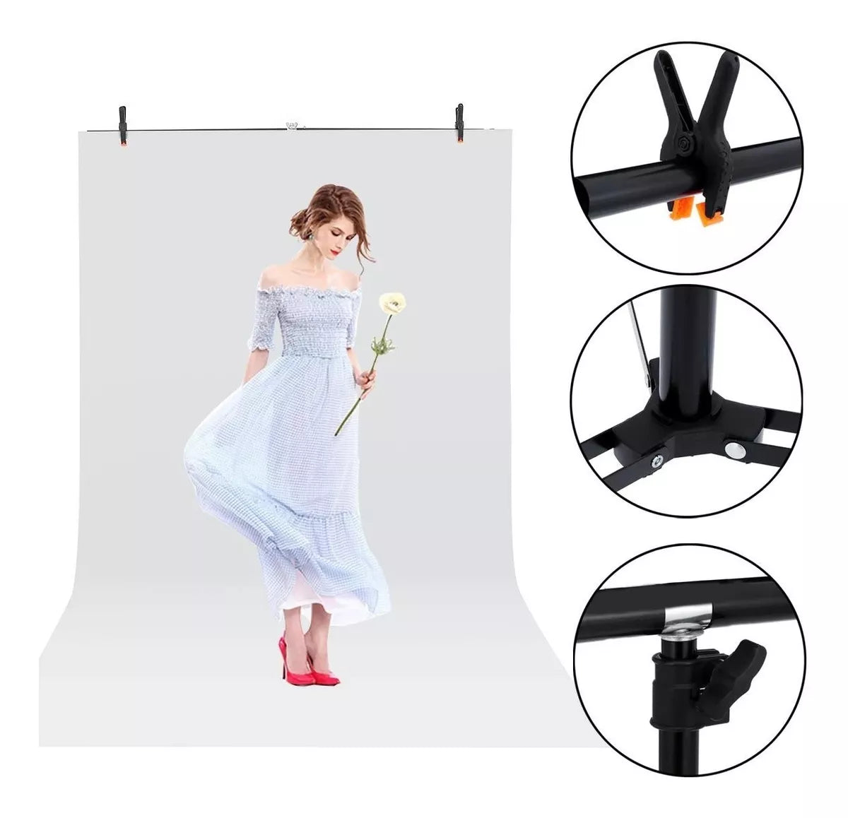 Kit Soporte T Para Montar Fondos Fotografia 150x200cm