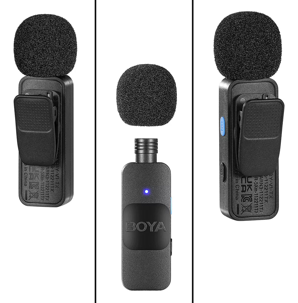 Micrófono Inalámbrico Doble Transmisor Para iPhone iPad Boya BY-V2 Plug Play