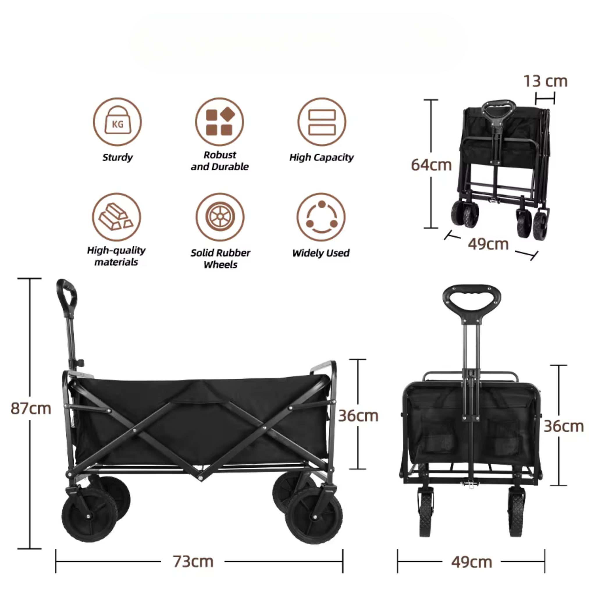 Carrito Plegable Transportador Para Equipos Pesados Hasta 90kg Ruedas Grandes