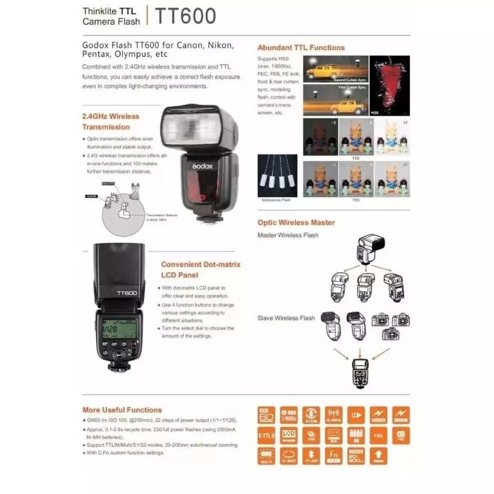 Flash Para Camara Godox TT600 (Canon - Nikon - Sony)