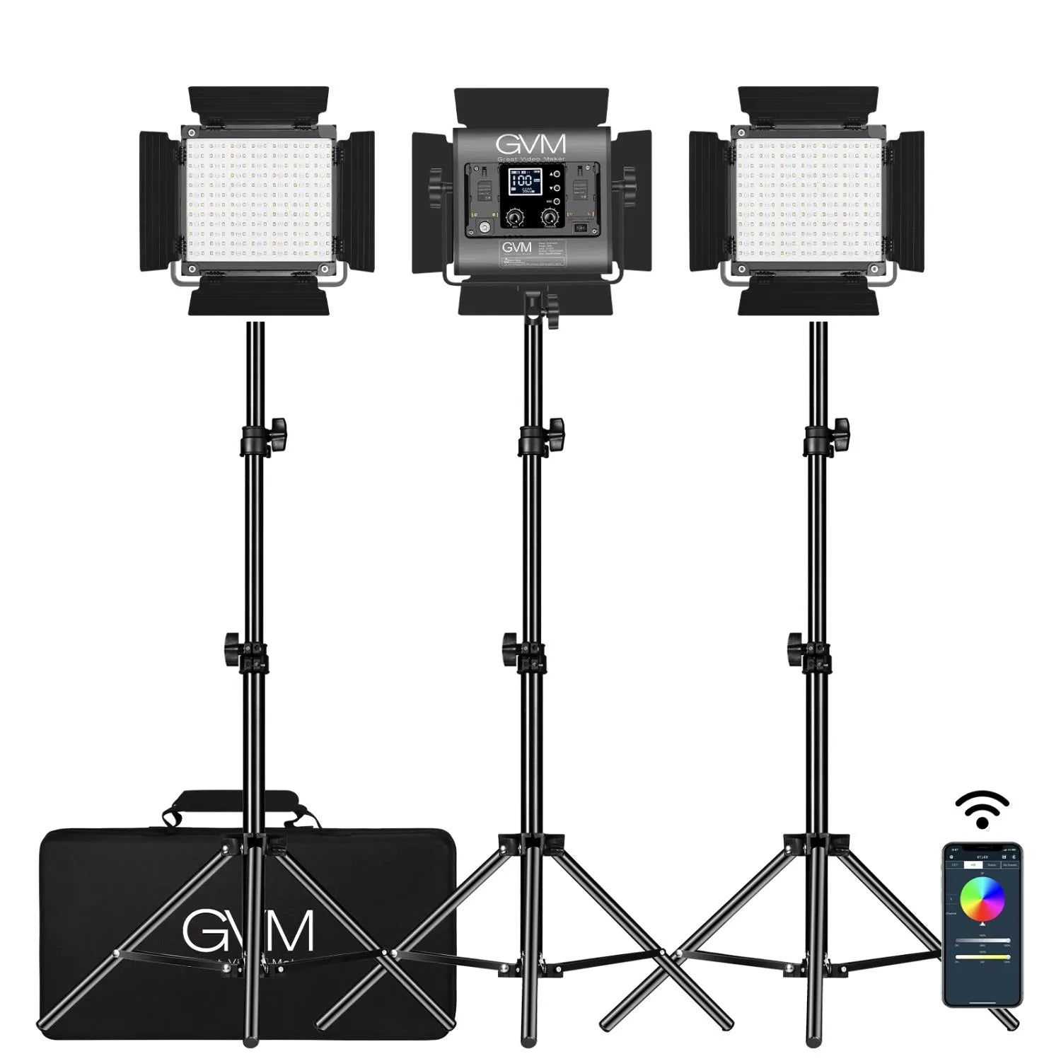 GVM 800D-RGB Set x3 Luces LED Profesionales