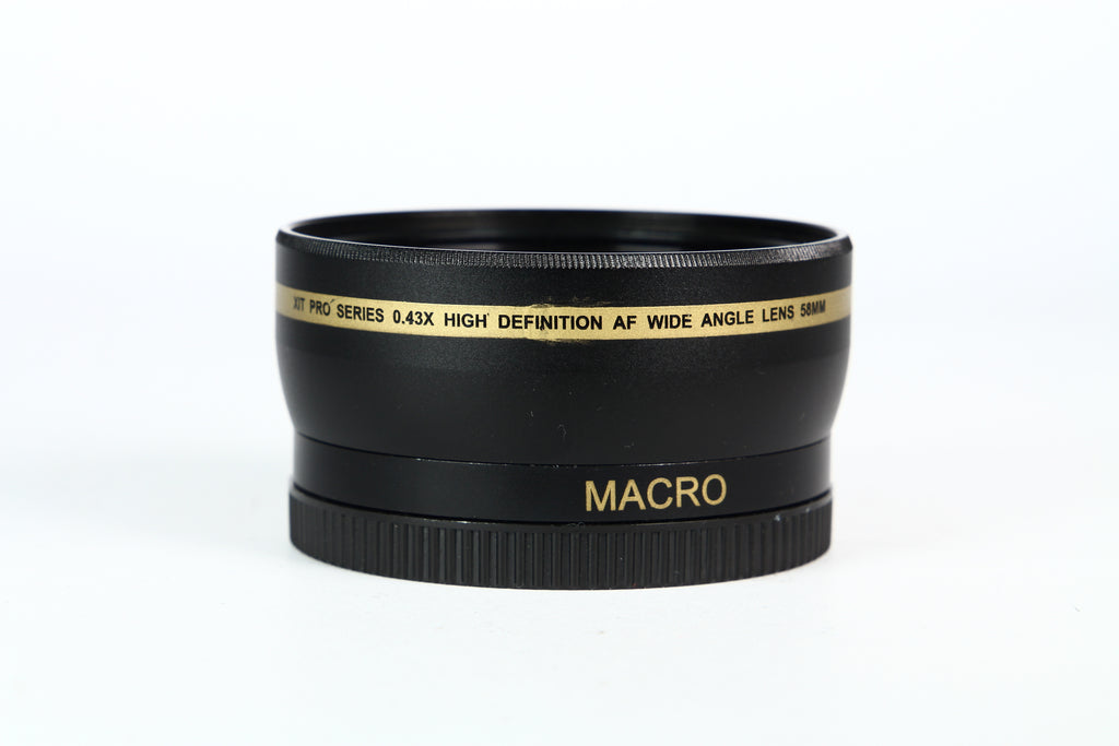 Lente conversor XIT PRO para gran angular 0.43X con macro. Diámetro 58mm.