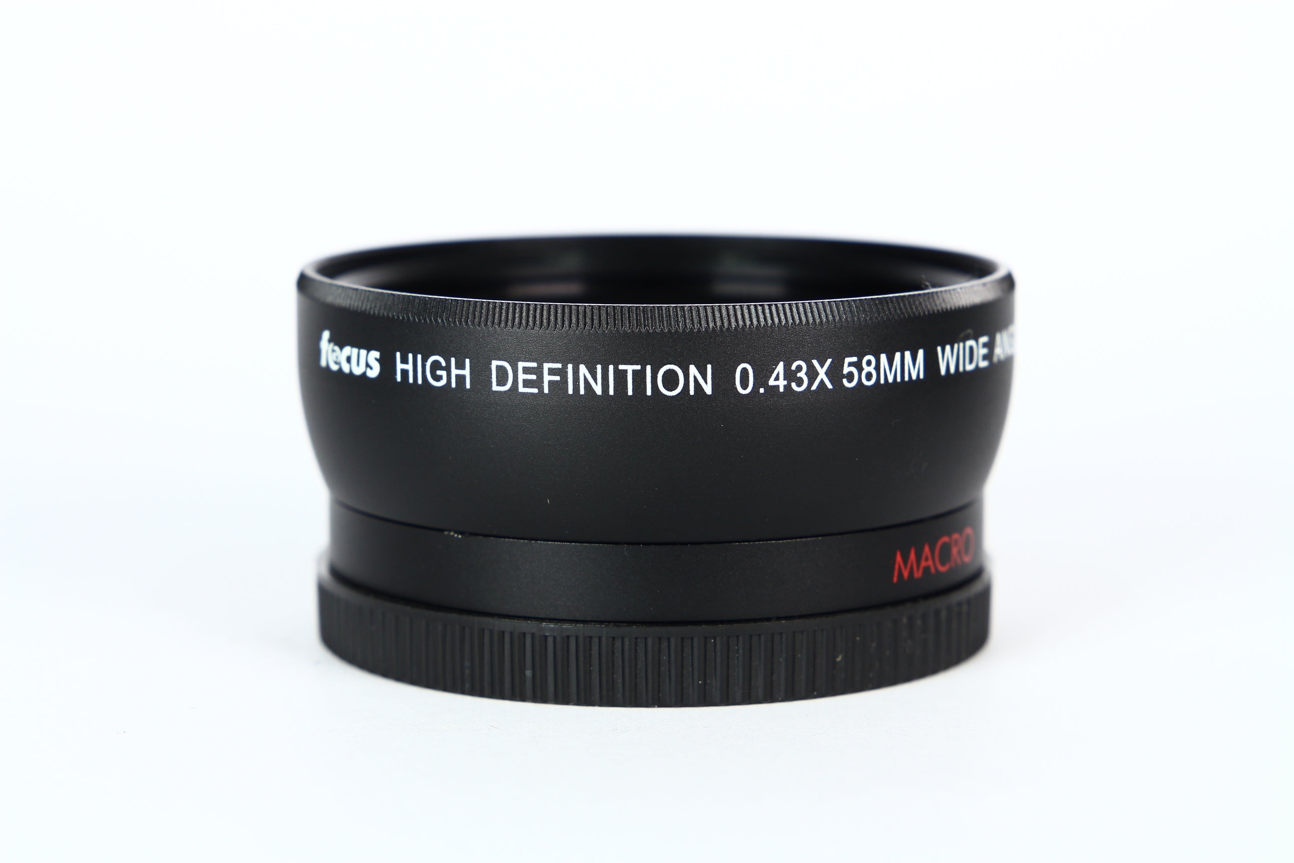 Lente conversor FOCUS para gran angular 0.43X con macro. Diámetro 58mm.