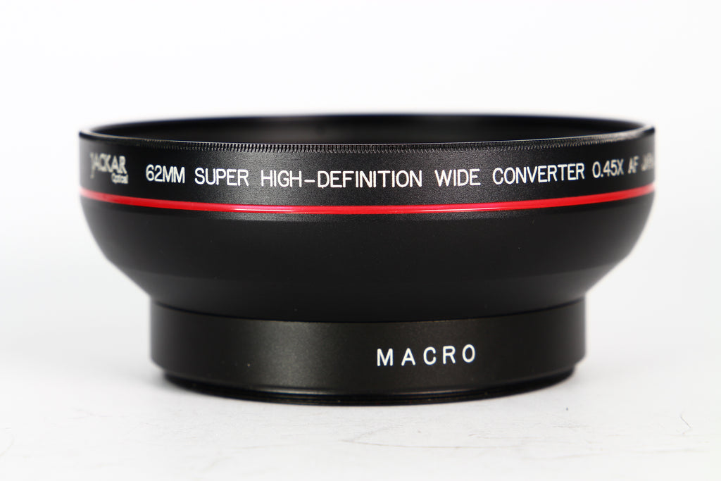 Lente conversor JACKAR para gran angular 0.45X con macro. Diámetro 62mm.
