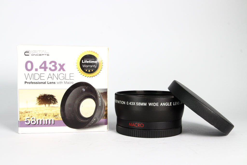 Lente conversor DIGITAL CONCEPTS para gran angular 0.43X con macro. Diámetro 58mm.