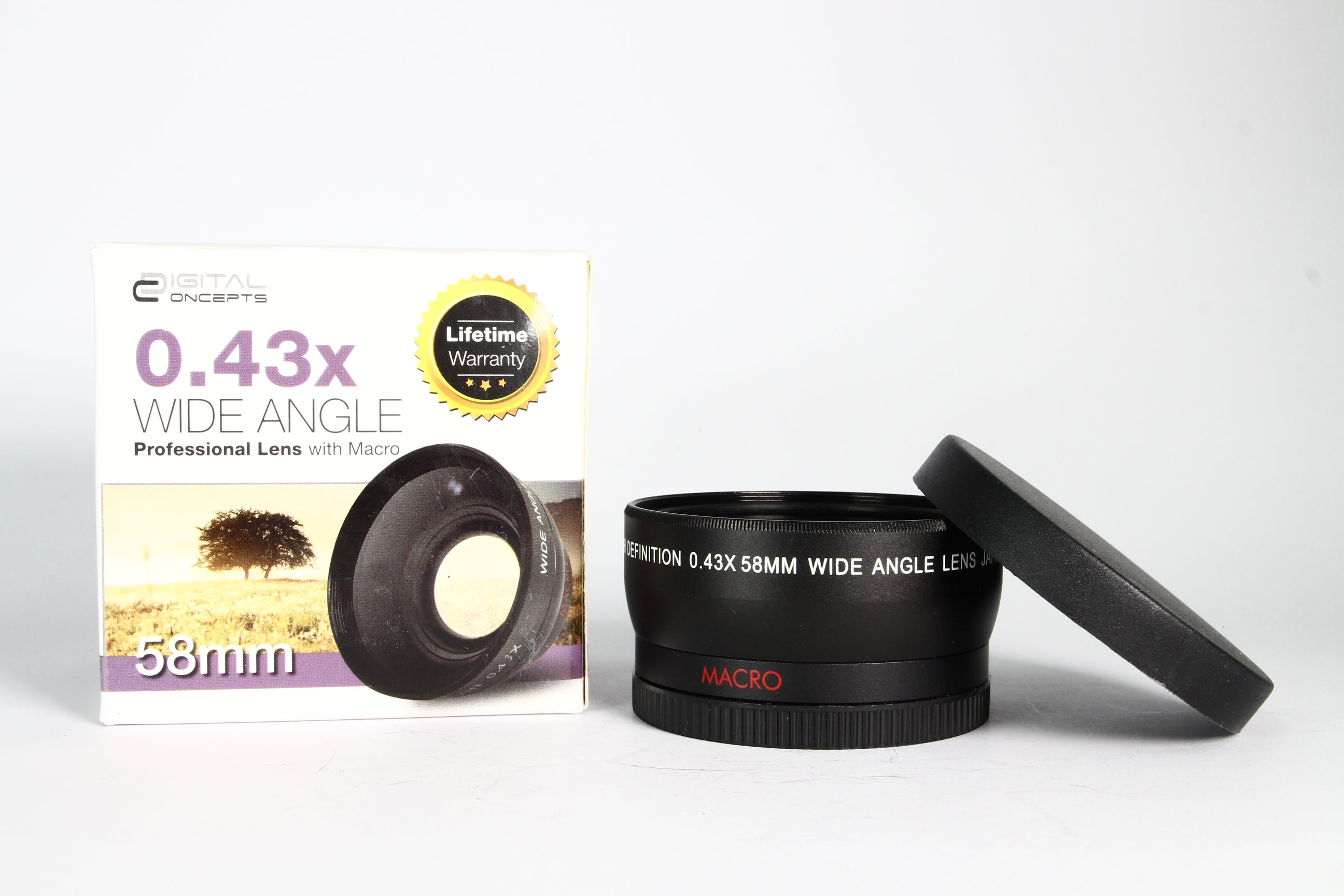 Lente conversor DIGITAL CONCEPTS para gran angular 0.43X con macro. Diámetro 58mm.