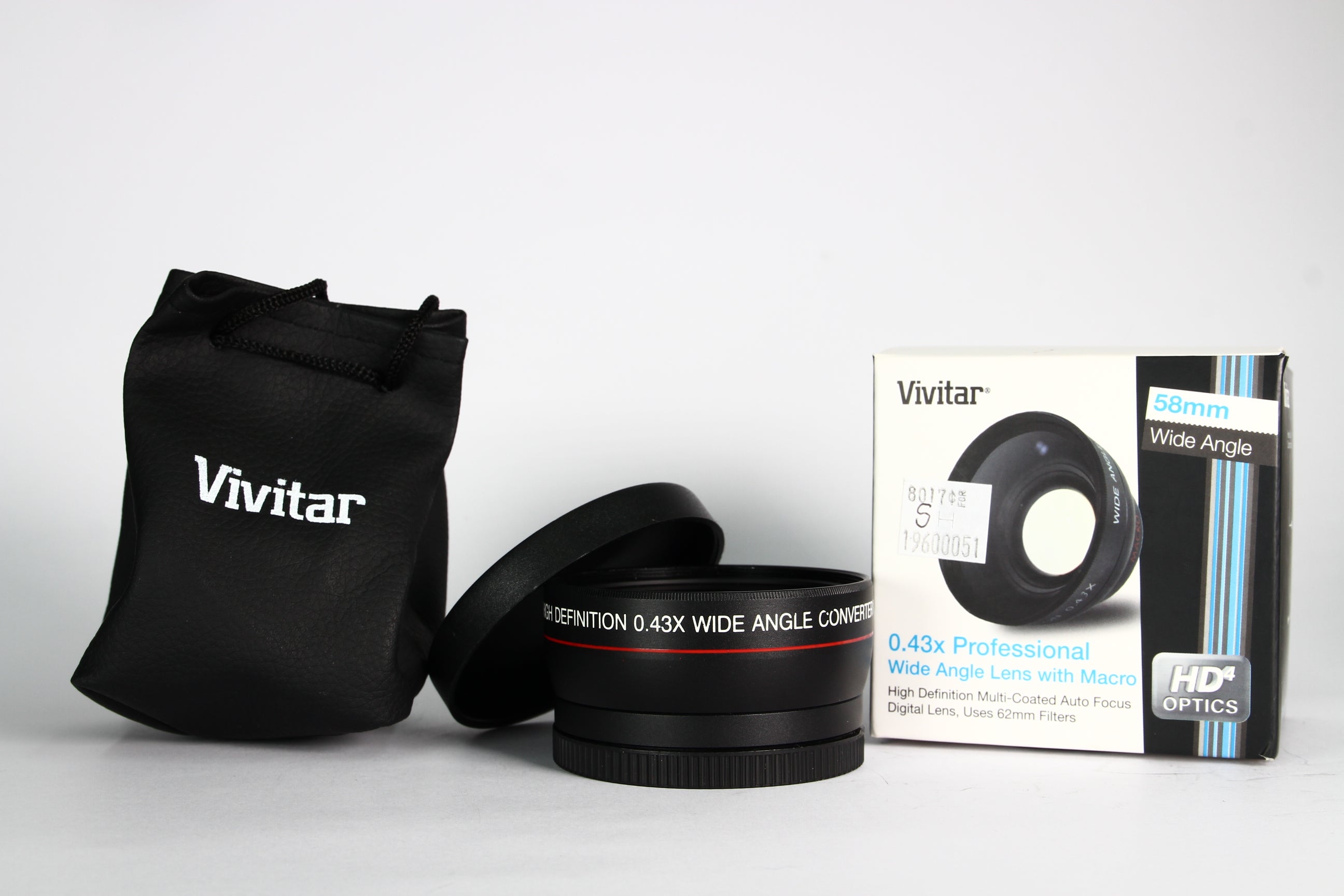 Lente conversor VIVITAR para gran angular 0.43X con macro. Diámetro 58mm.