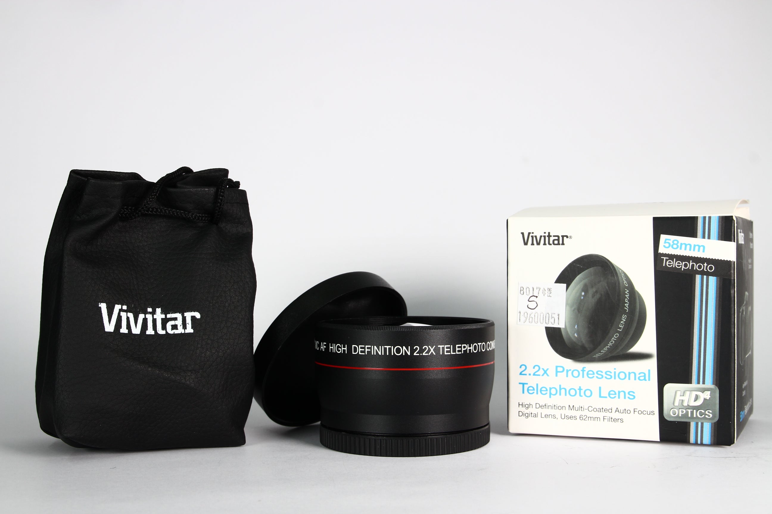 Lente conversor VIVITAR para telefoto 2.2X. Diámetro 58mm.