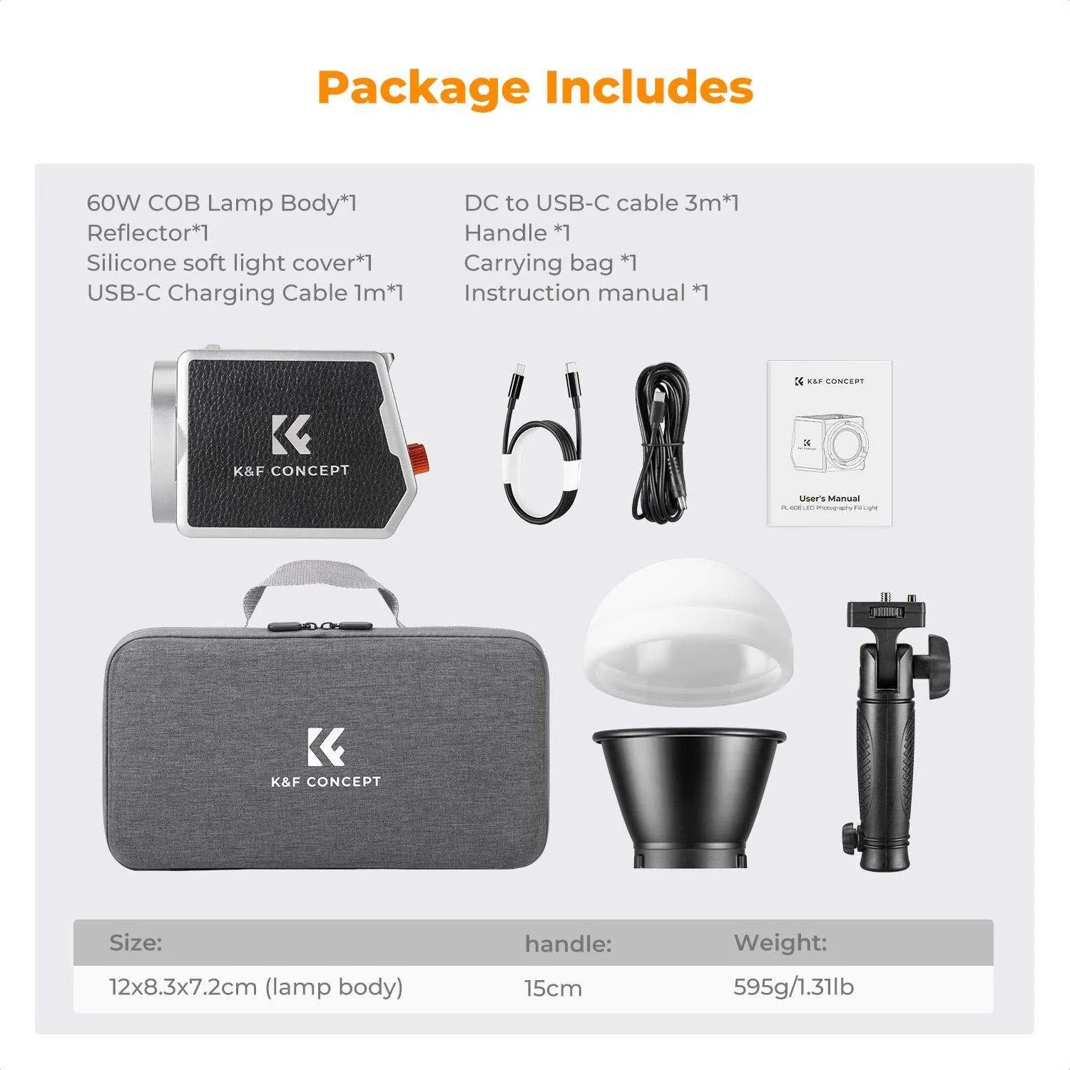 Luz Led Portatil De 60W Bicolor K&F Concept KF34045