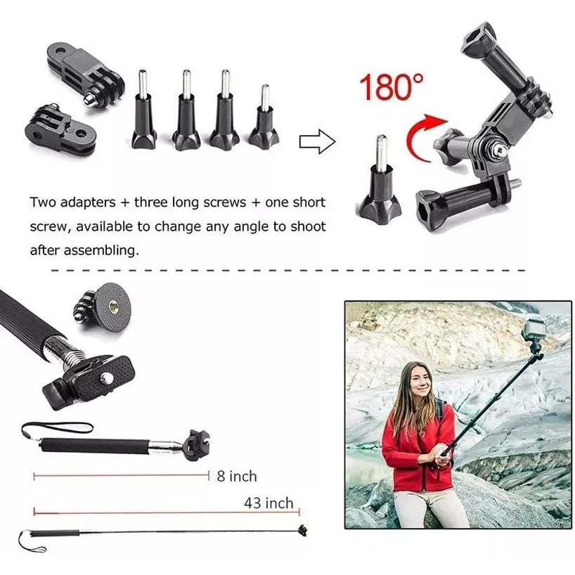 Kit 19 En 1 Para Cámaras Deportivas GoPro